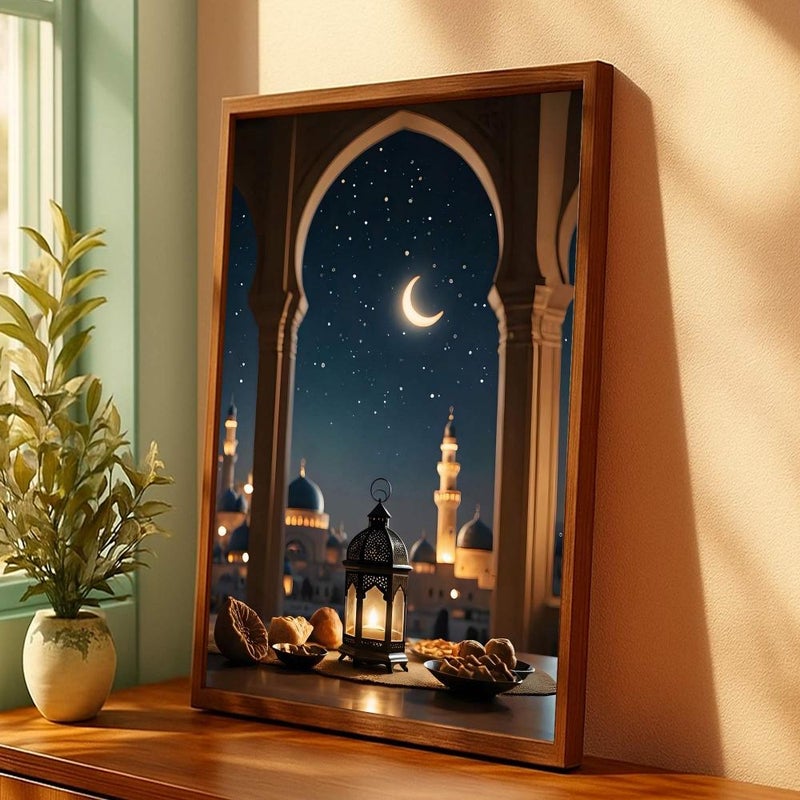 ماركتنا لوحة قماشية بتصميم شهر رمضان المبارك مع برواز مجوف , قطعة واحدة, بمقاس 60×90سم - Image 3